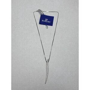 Swarovski Crystal Pavé Drop Necklace Silver Tone With Tag Elegant Adjustable